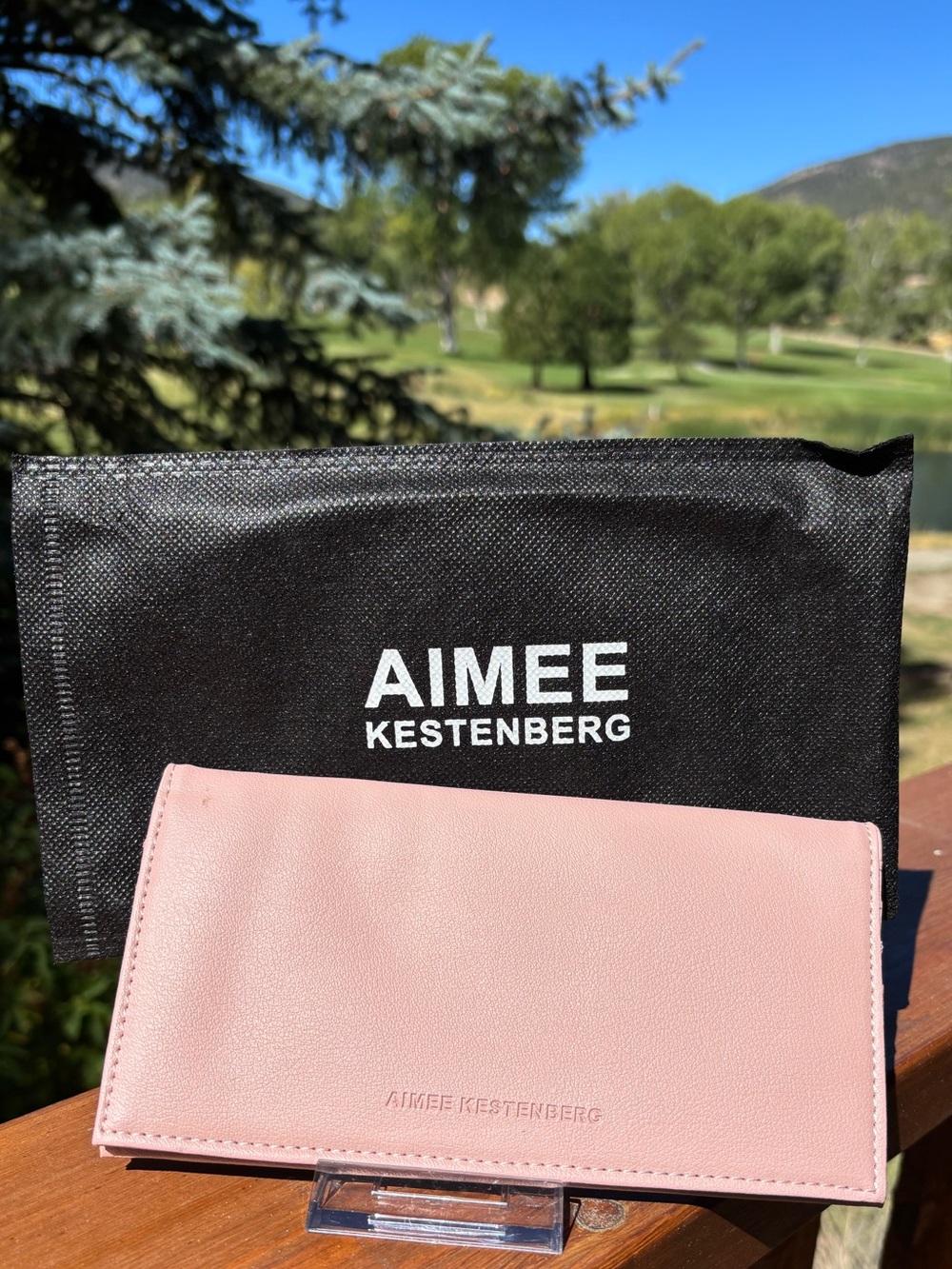 Aimee Kestenberg Blush Pink Leather Long Wallet with dust cover..